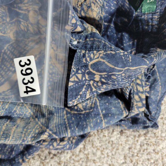 Lauren Ralph Lauren Shirt Womens Petite Large Button Up 3/4 Open Slv Geometric - Picture 9 of 9